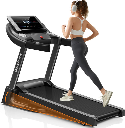 "Home Fitness Treadmill - Auto Folding, 3-Level Incline, Pulse Sensors, 3.0 HP Quiet Brushless Motor, 8.7 MPH, 300 lbs Capacity "