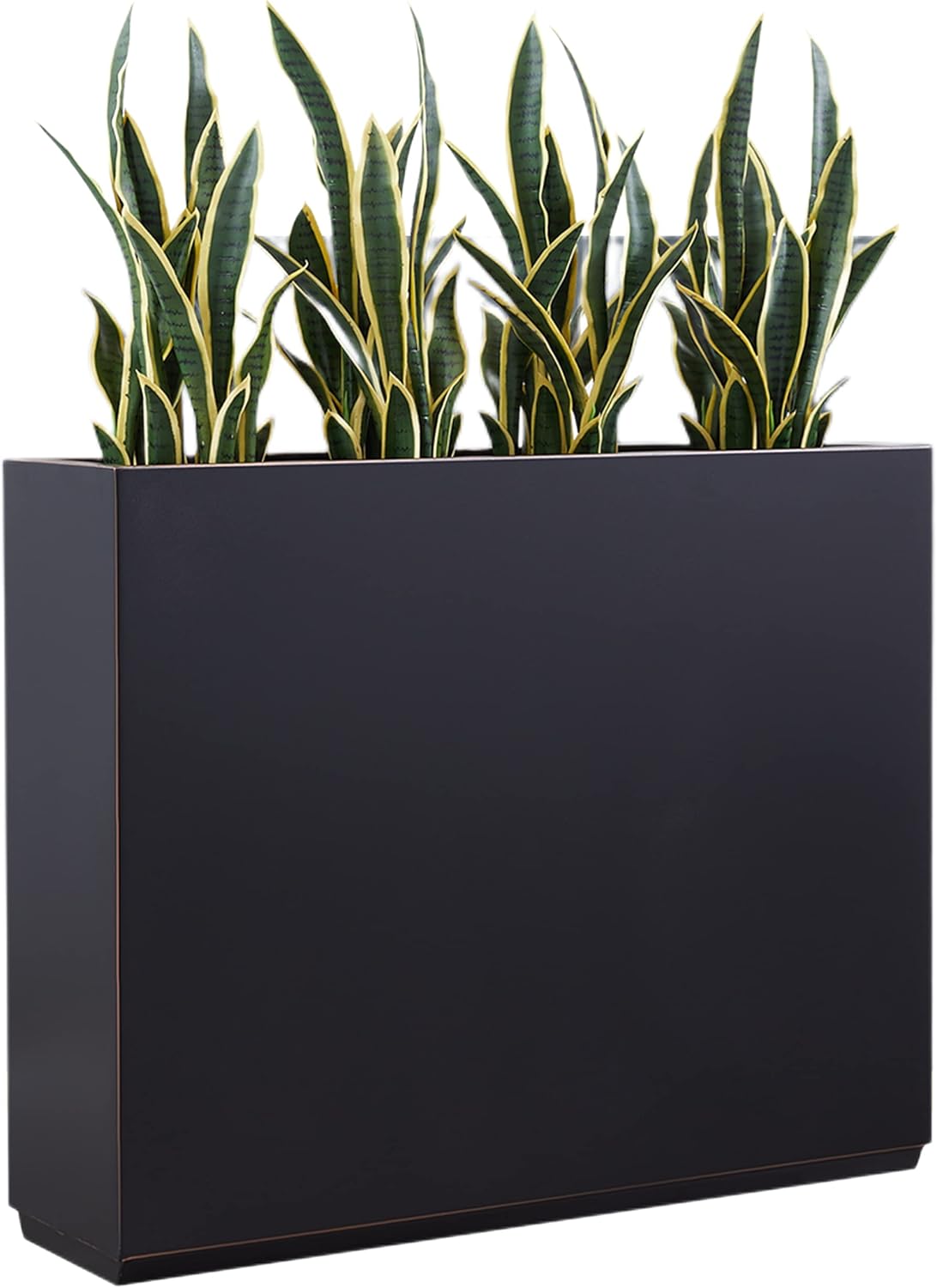 Black Metallic Planter Box with Hand-Brushed Gold Edge - 38Lx10Wx30H Inches, Heavy Outdoor and Indoor Divider, No Assembly Required