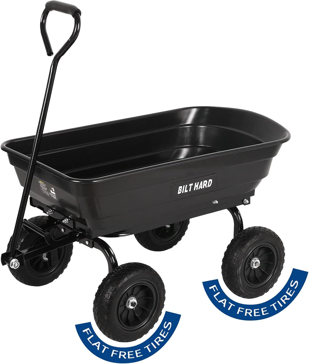 4 Cu.Ft. Heavy Duty Poly Yard Dump Cart with 10" No-Flat Tires, 180° Rotating Handle, 600 lbs Capacity