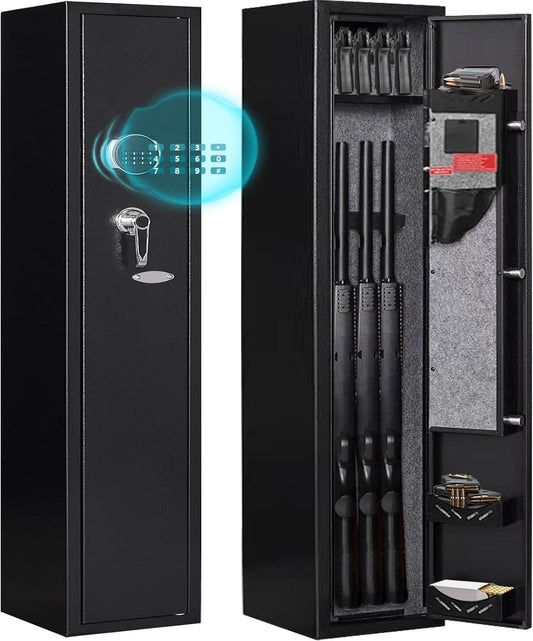 2-Gun Electronic Security Safes for Home Rifles and Pistols - Quick Access Gun Safe with Built-in Removable Storage Shelf for Shotguns