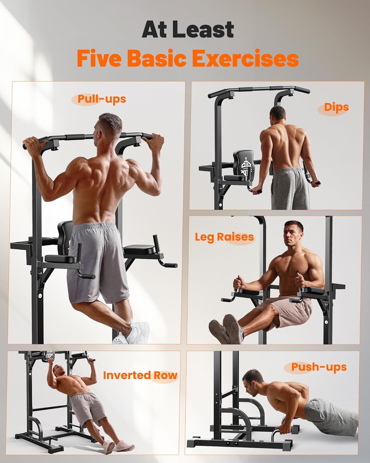 Tower Pull Up Dip Station Assistive Trainer Multi-Function Home Gym Strength Training Fitness Equipment 440LBS