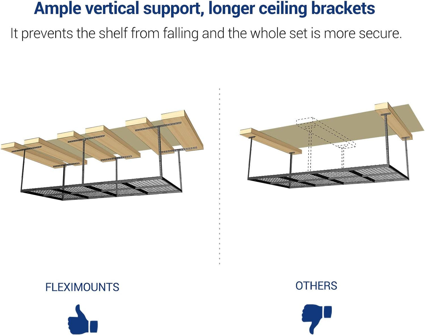 Adjustable 4x8 Overhead Garage Storage Rack, Heavy Duty Metal Ceiling Organization System with 600lbs Capacity, Hammertone Finish