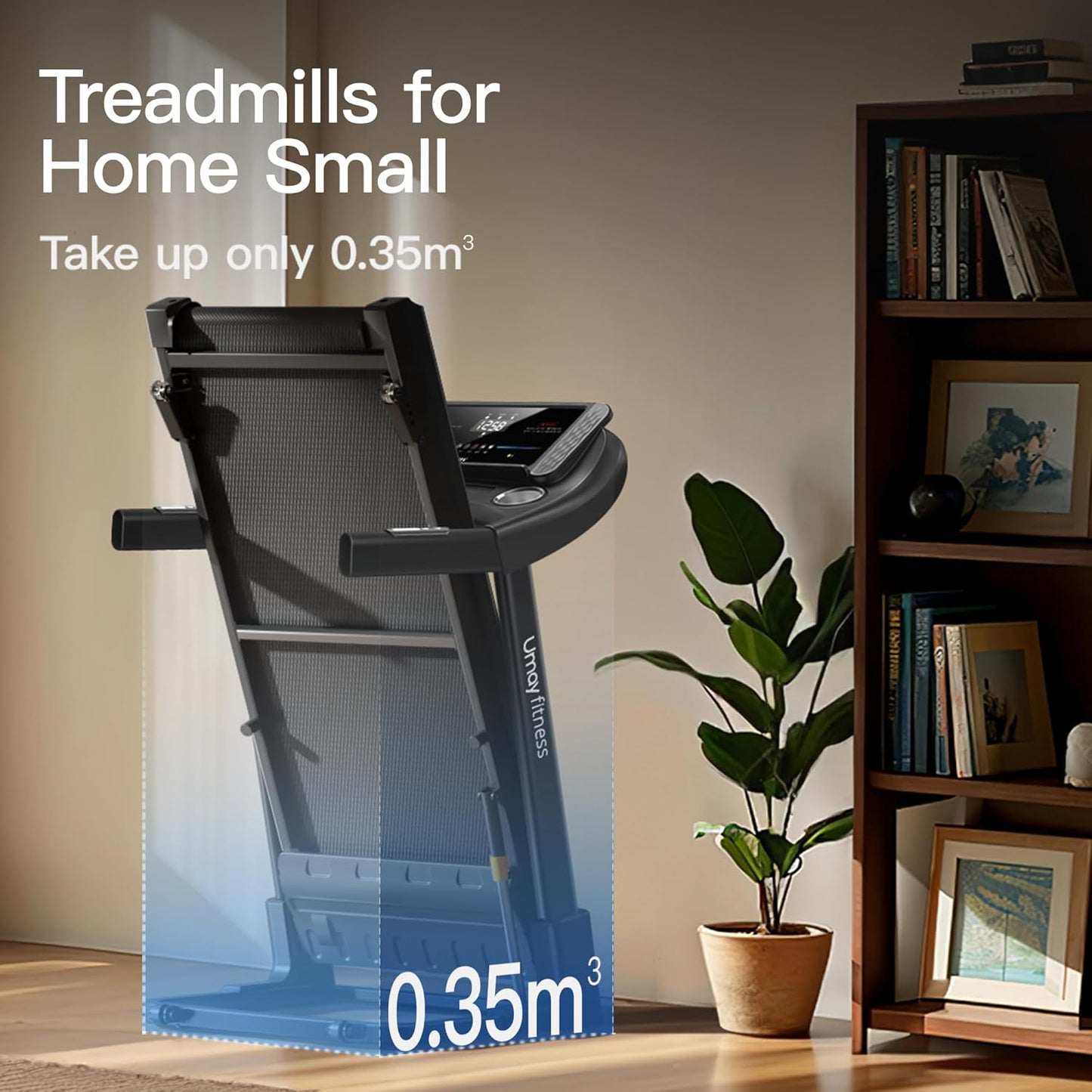 "Home Fitness Treadmill - Auto Folding, 3-Level Incline, Pulse Sensors, 3.0 HP Quiet Brushless Motor, 8.7 MPH, 300 lbs Capacity "