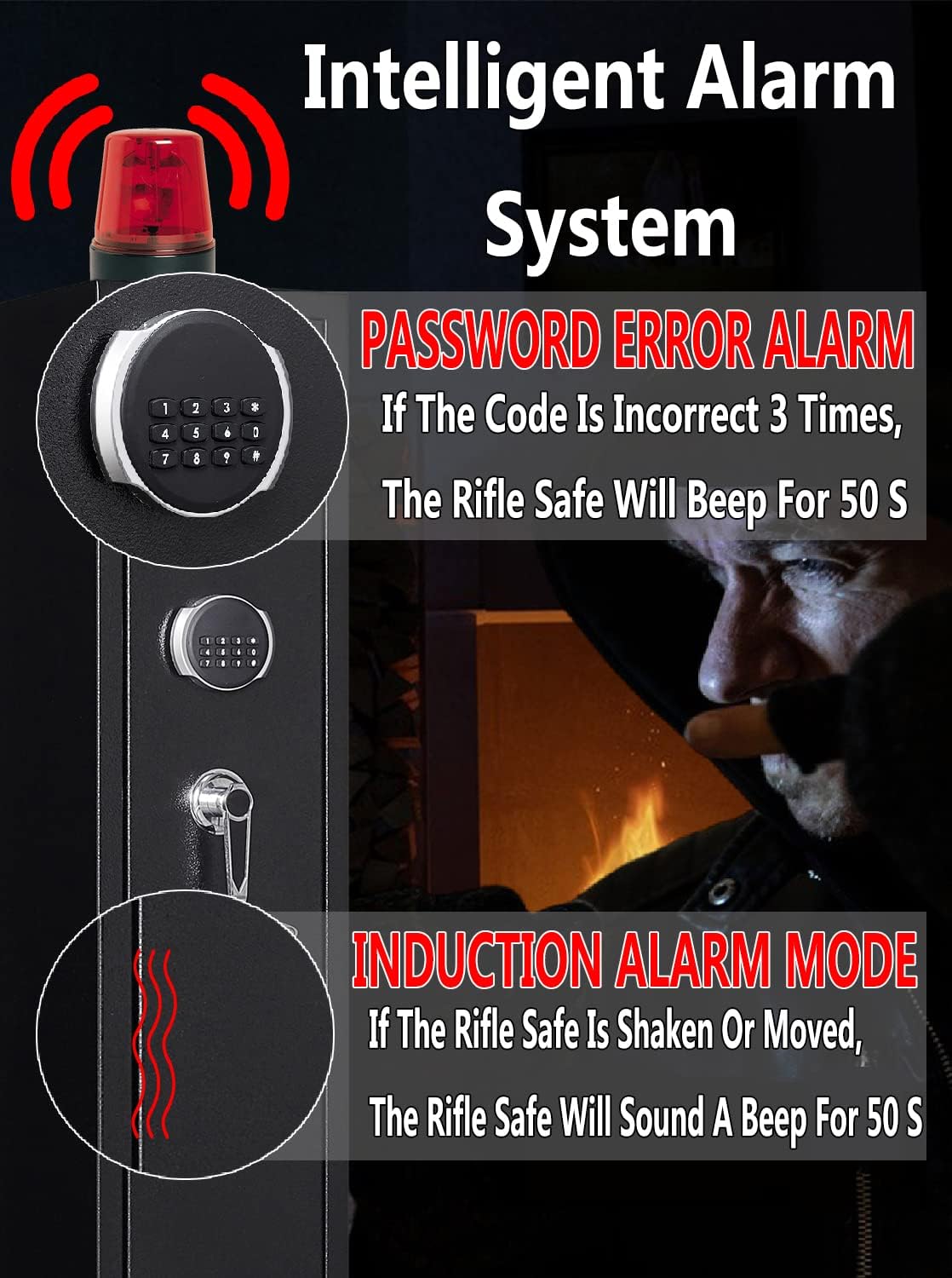 2-Gun Electronic Security Safes for Home Rifles and Pistols - Quick Access Gun Safe with Built-in Removable Storage Shelf for Shotguns