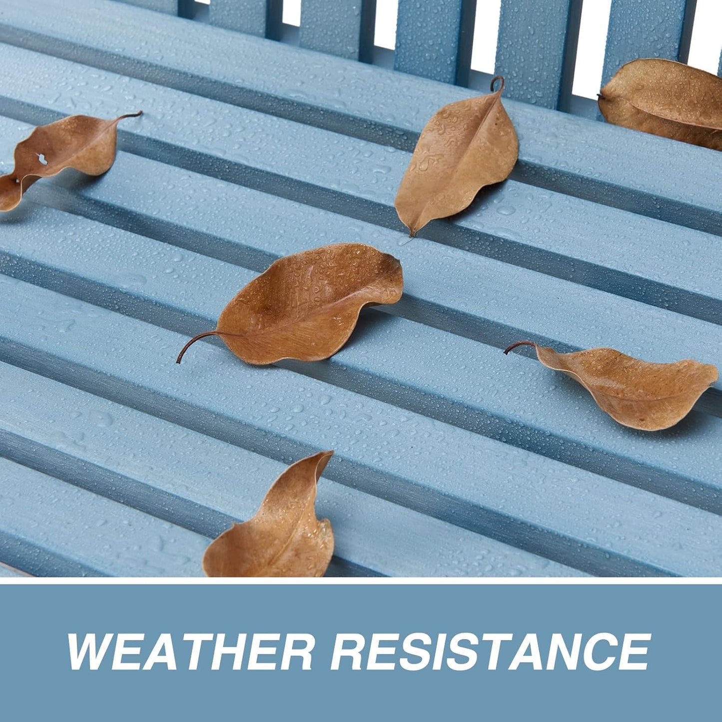 2-Person Poly Lumber Patio Bench - Blue, All-Weather Outdoor Bench, Rot and Fade Resistant, Ideal for Memorials, Gardens, Porches, and Parks