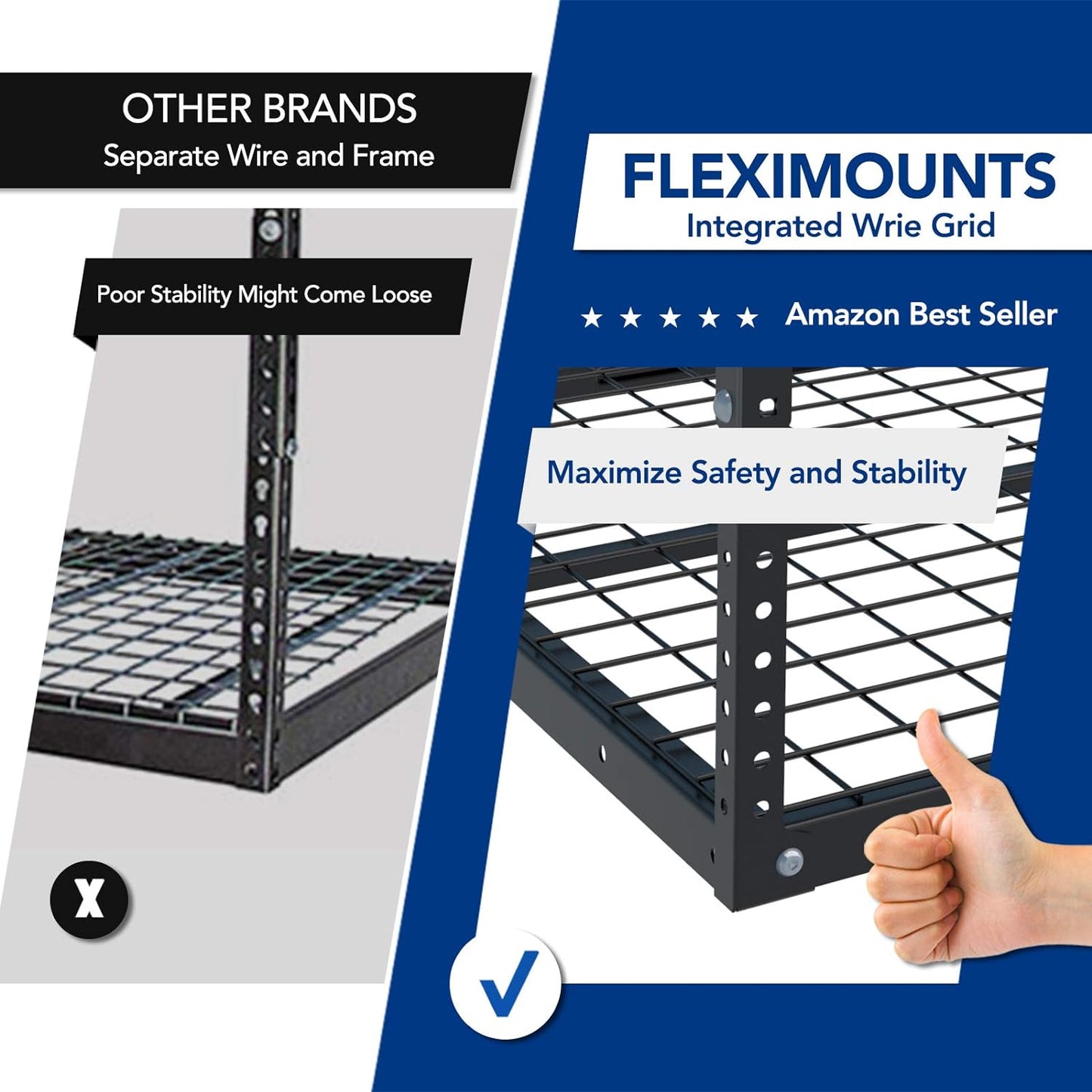 Adjustable 4x8 Overhead Garage Storage Rack, Heavy Duty Metal Ceiling Organization System with 600lbs Capacity, Hammertone Finish