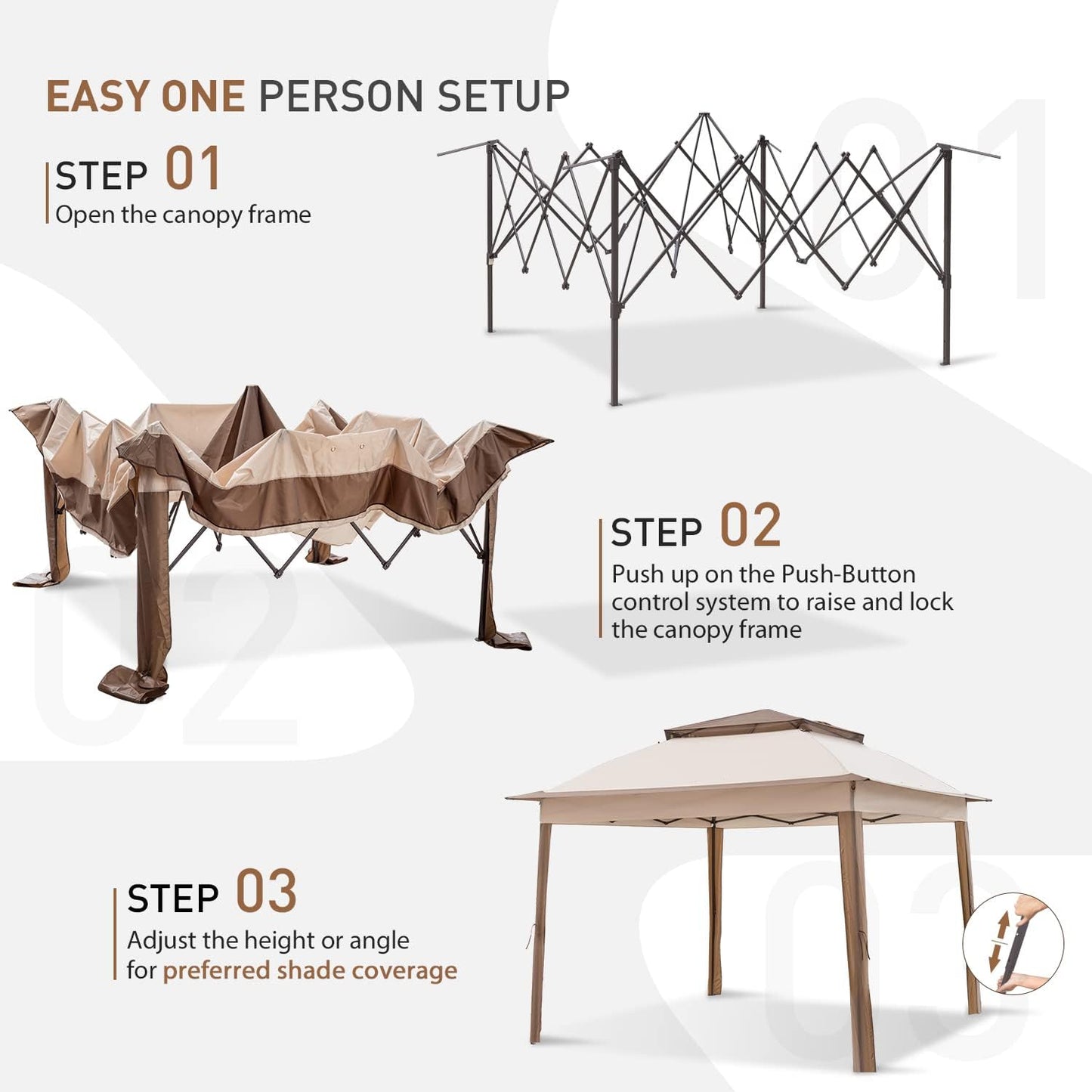 11x11 Pop-Up Instant Gazebo Tent - Beige Outdoor Canopy Shelter with Mosquito Netting and 121 Square Feet of Shade