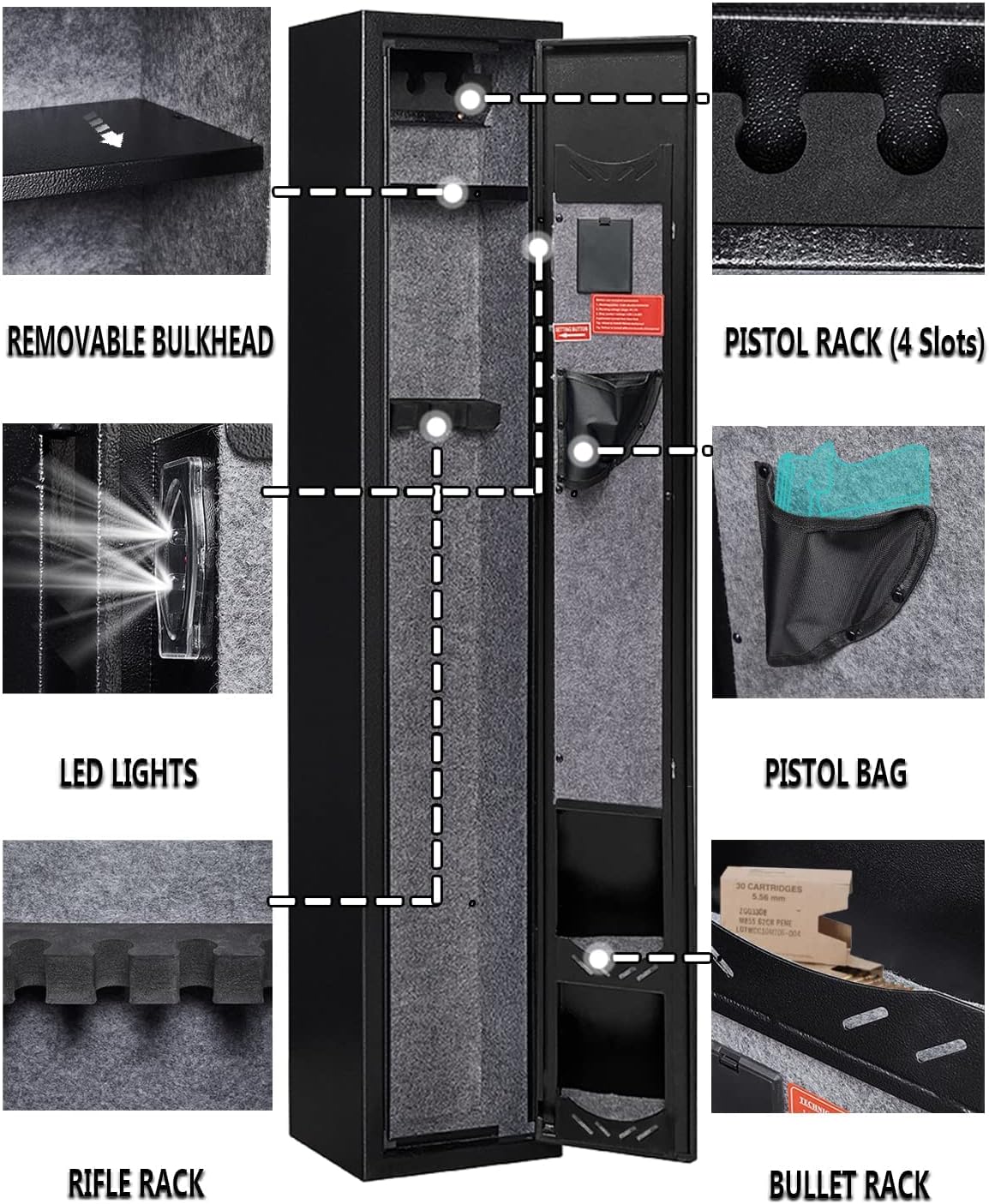 2-Gun Electronic Security Safes for Home Rifles and Pistols - Quick Access Gun Safe with Built-in Removable Storage Shelf for Shotguns