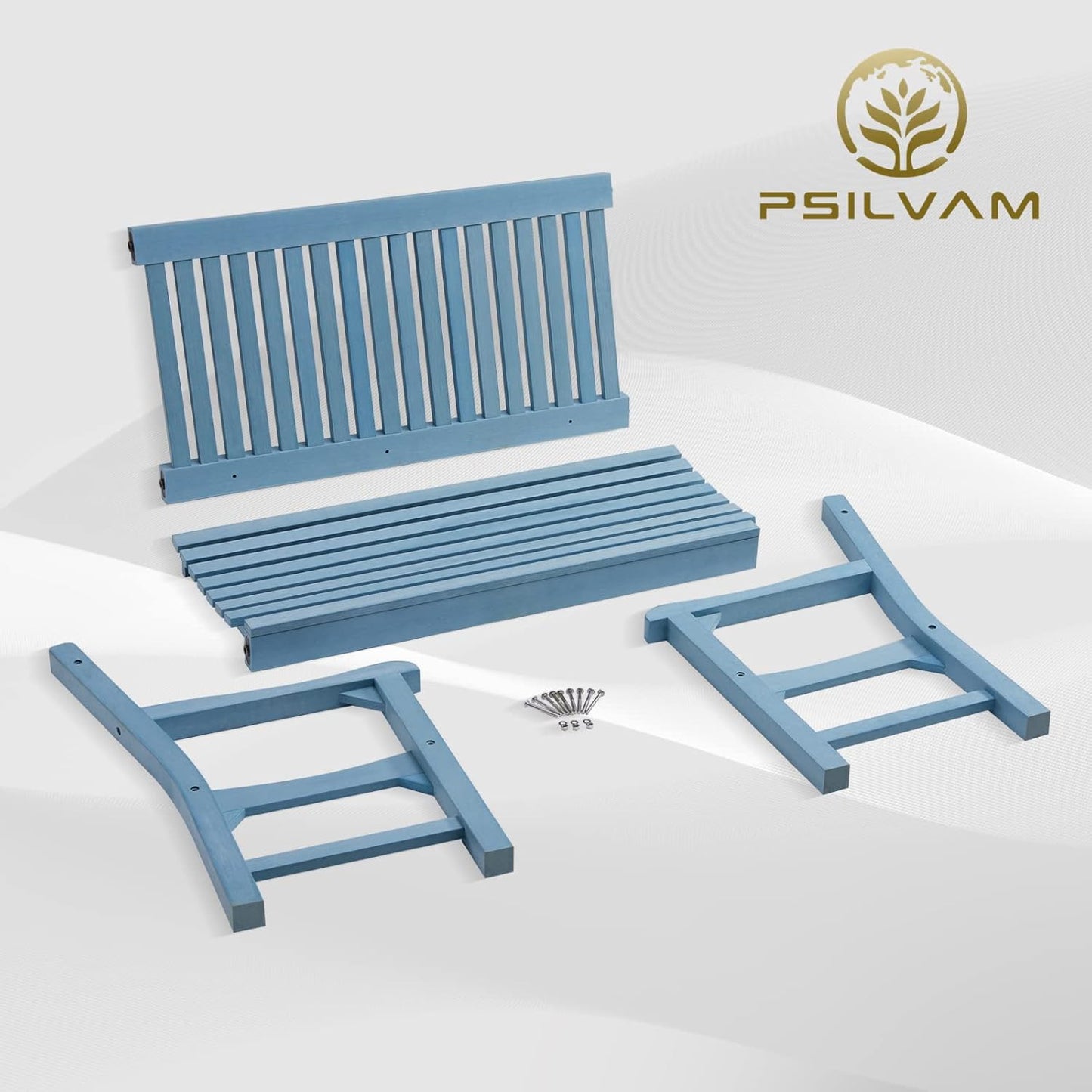 2-Person Poly Lumber Patio Bench - Blue, All-Weather Outdoor Bench, Rot and Fade Resistant, Ideal for Memorials, Gardens, Porches, and Parks