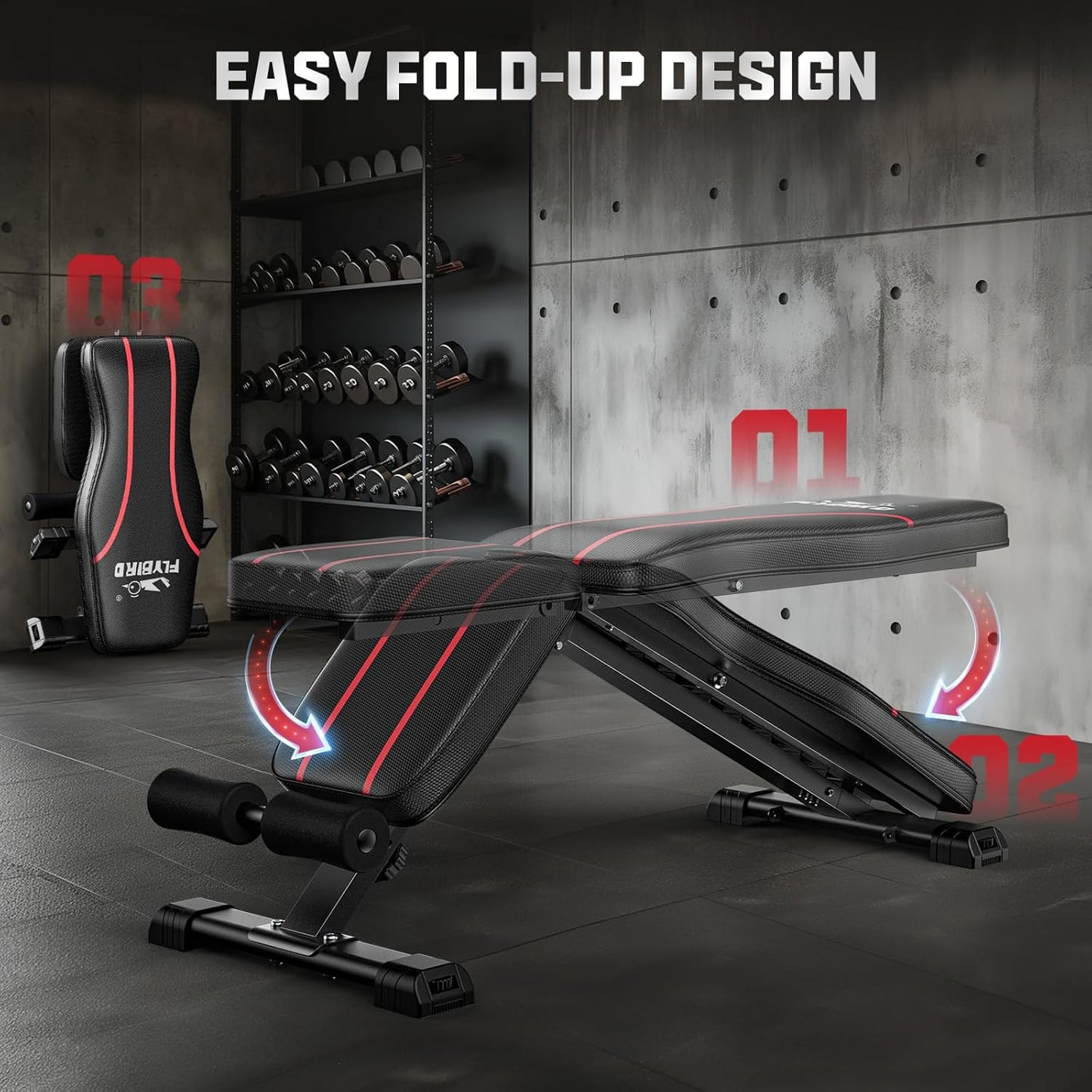 Adjustable Utility Weight Bench for Full Body Workout - Foldable Multi-Purpose Incline Bench (Black)