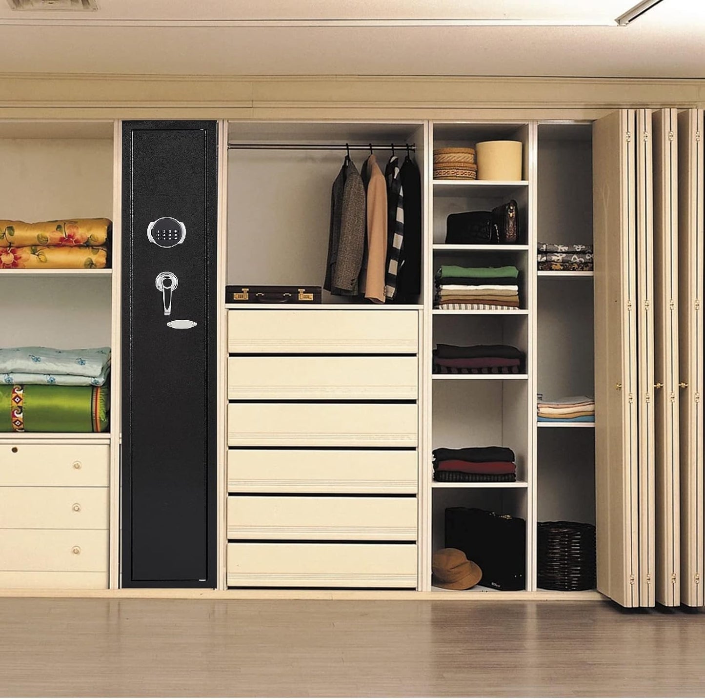 2-Gun Electronic Security Safes for Home Rifles and Pistols - Quick Access Gun Safe with Built-in Removable Storage Shelf for Shotguns