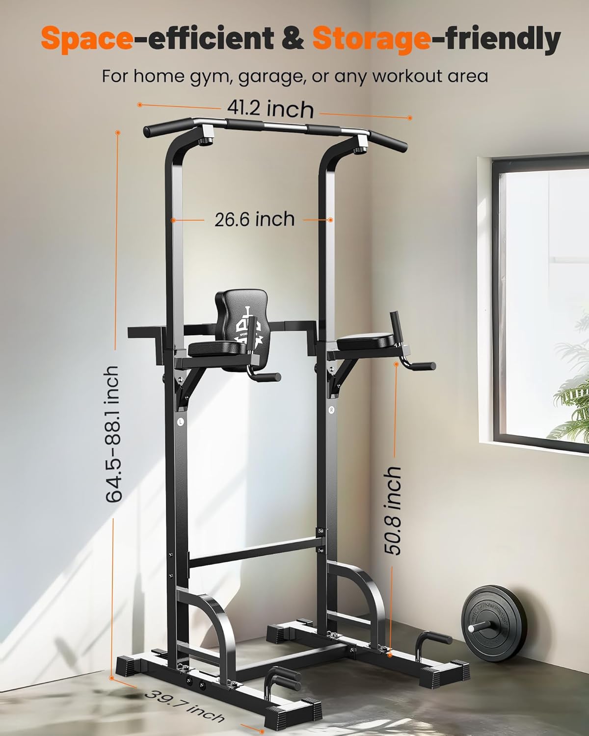 Tower Pull Up Dip Station Assistive Trainer Multi-Function Home Gym Strength Training Fitness Equipment 440LBS